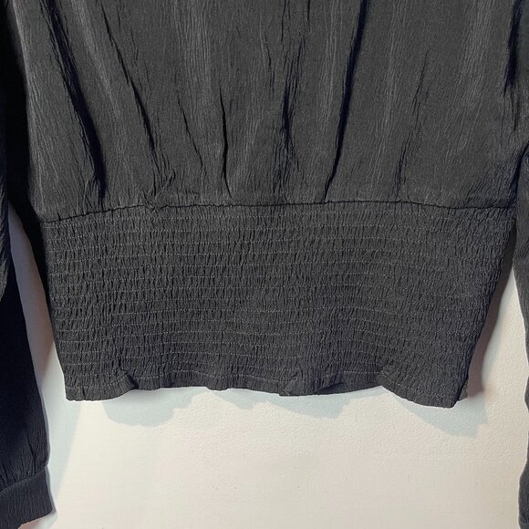 Pleione Women's Black Button-Down Shirt w/ Smocked Waist - Large - NWT - Picture 3 of 6